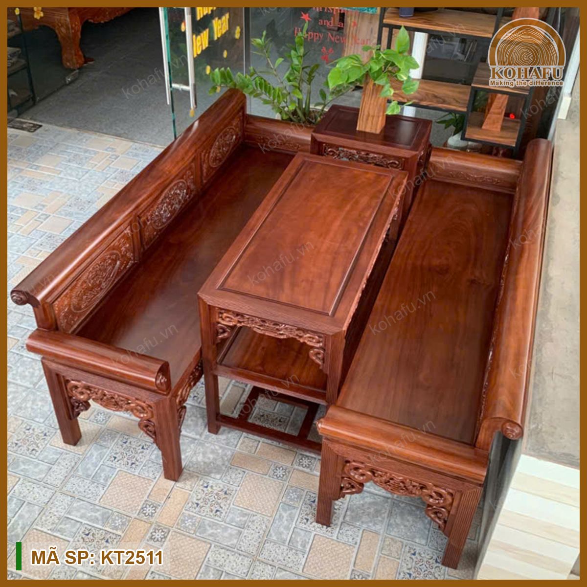 Bộ Bàn Ghế Trường Kỷ Gỗ Lim Xanh KT2511