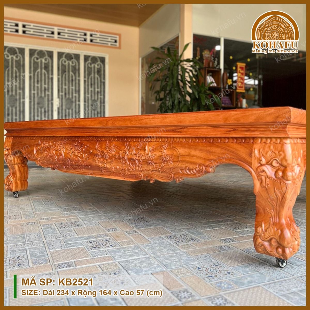 Đi Văng Gỗ Gõ Đỏ KB2521