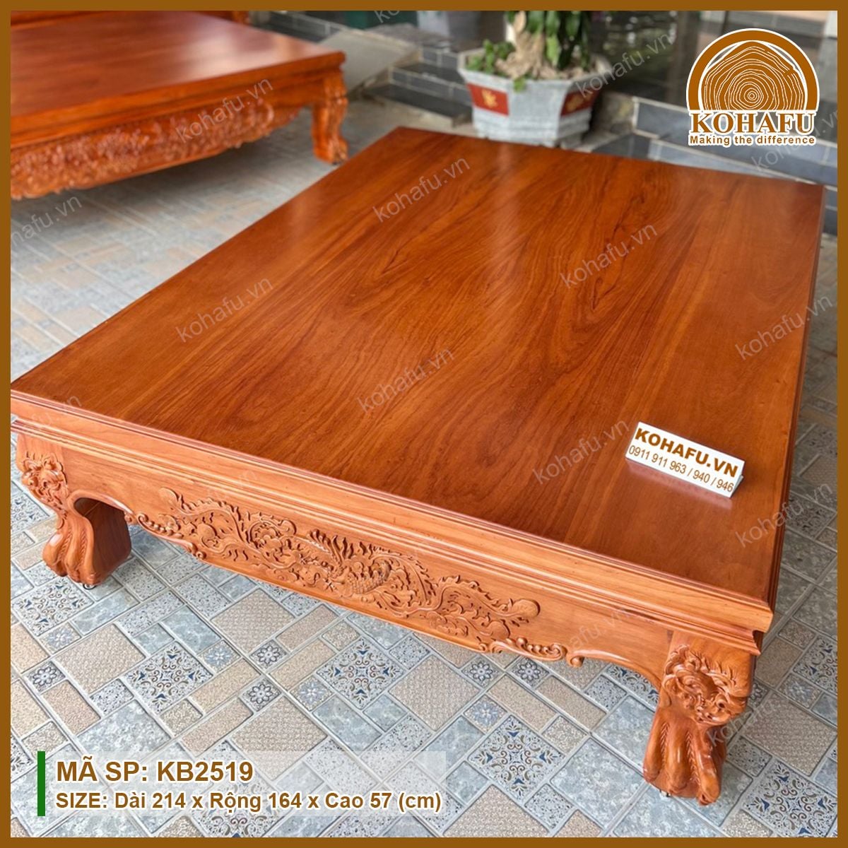 Đi Văng Gỗ Gõ Đỏ KB2519