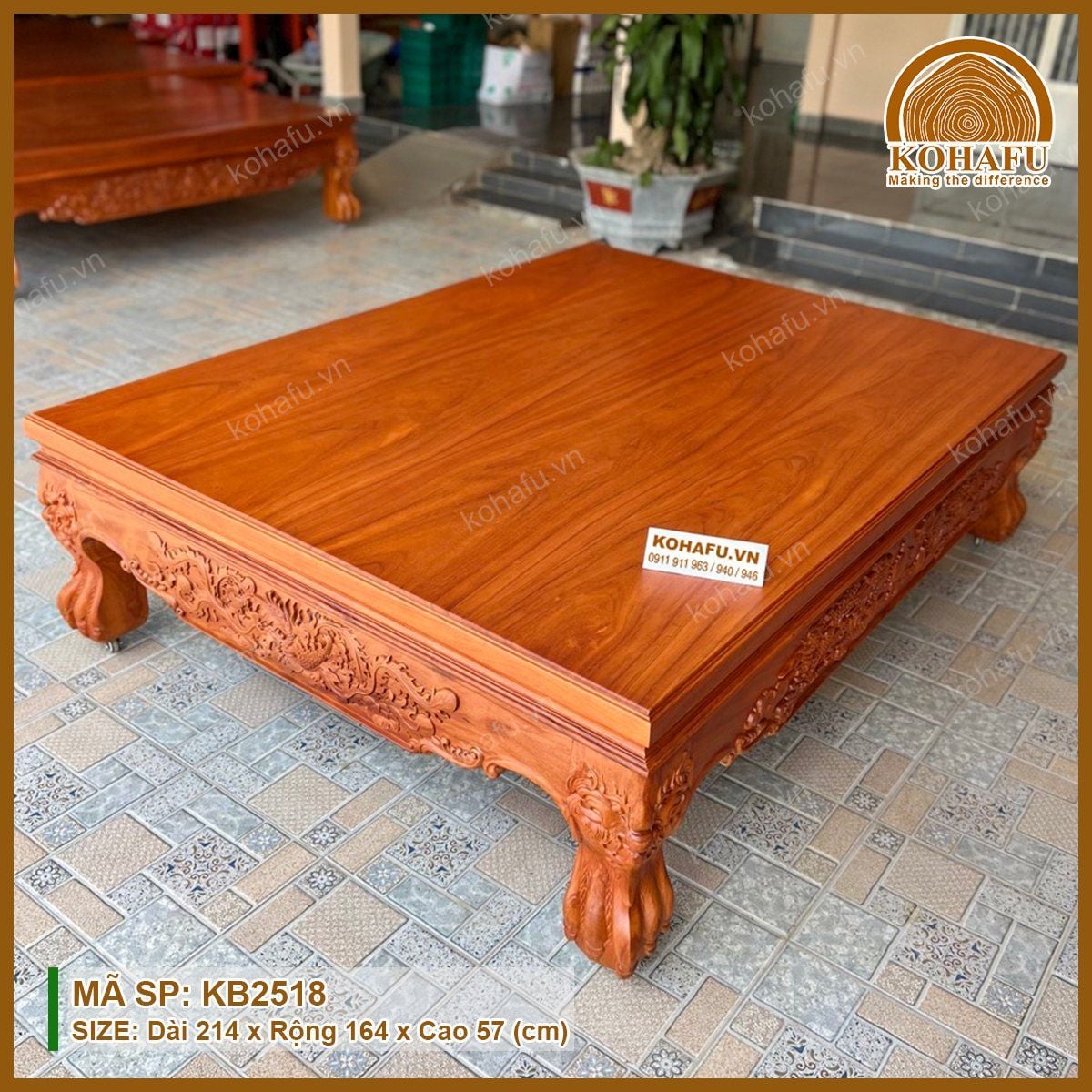 Đi Văng Gỗ Gõ Đỏ KB2518