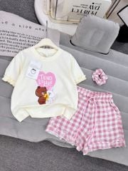 Bộ thun bé gái gấu thỏ