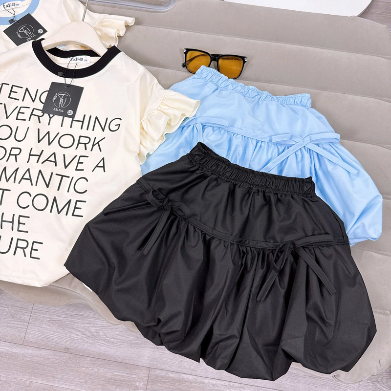 Bộ chân váy bé gái dáng bí full chữ