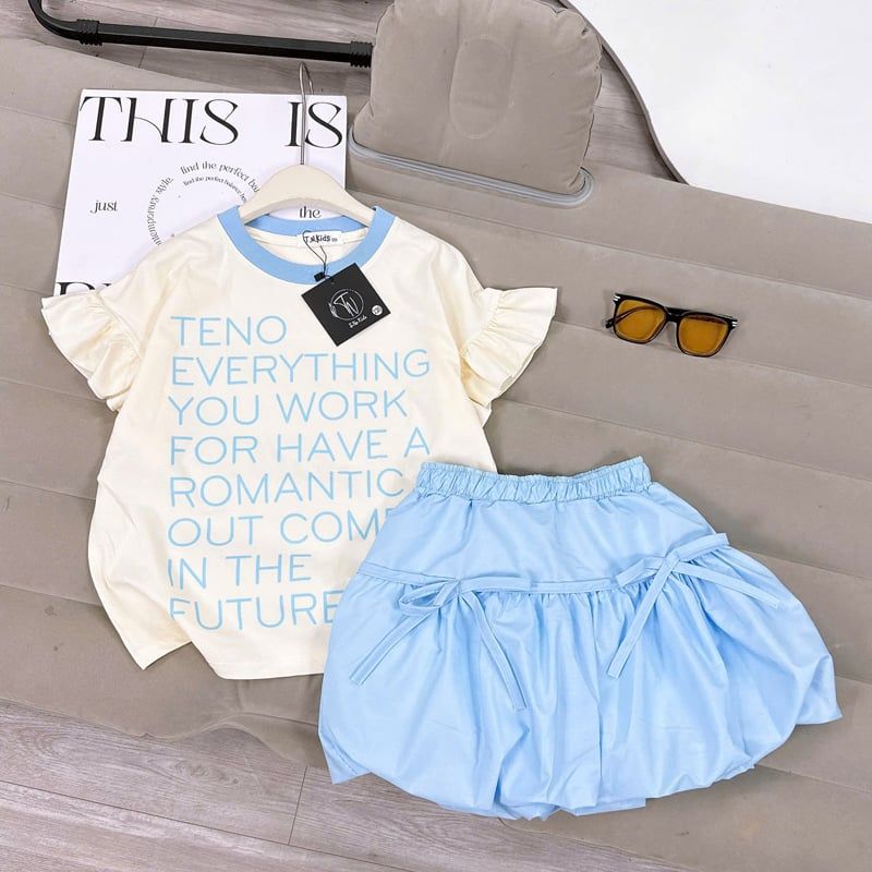 Bộ chân váy bé gái dáng bí full chữ