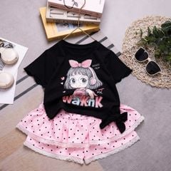 Bộ đùi tầng bé gái chấm bi Waknk