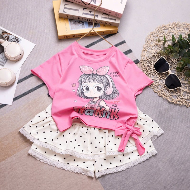 Bộ đùi tầng bé gái chấm bi Waknk