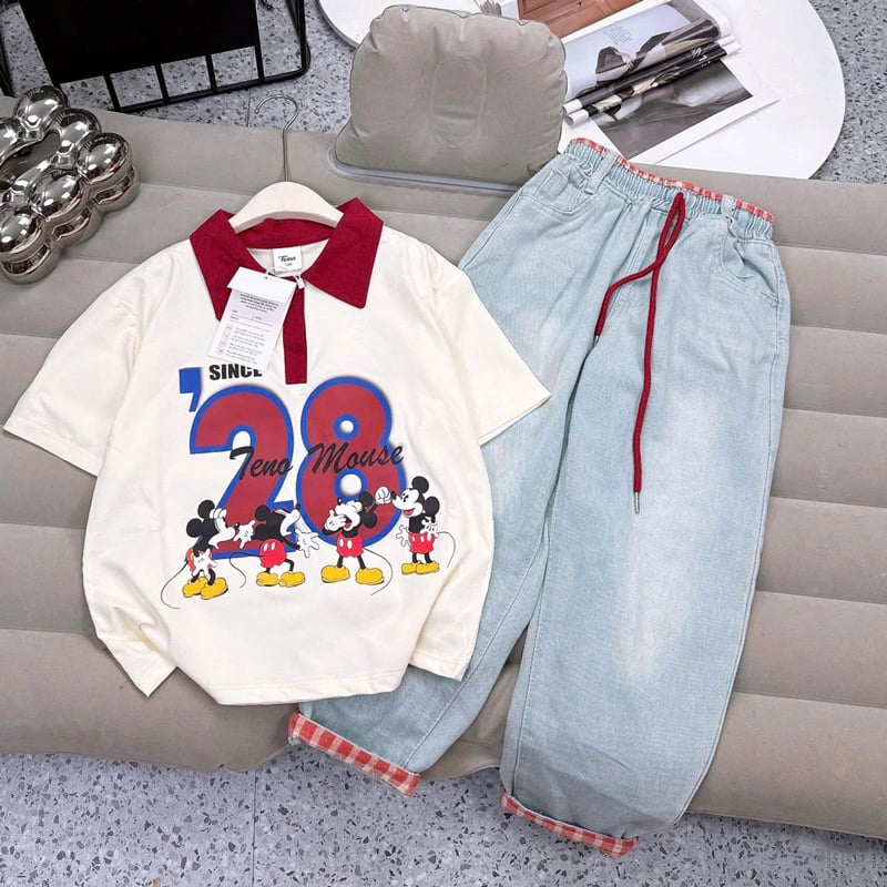Bộ jean baggy bé gái Mickey 28