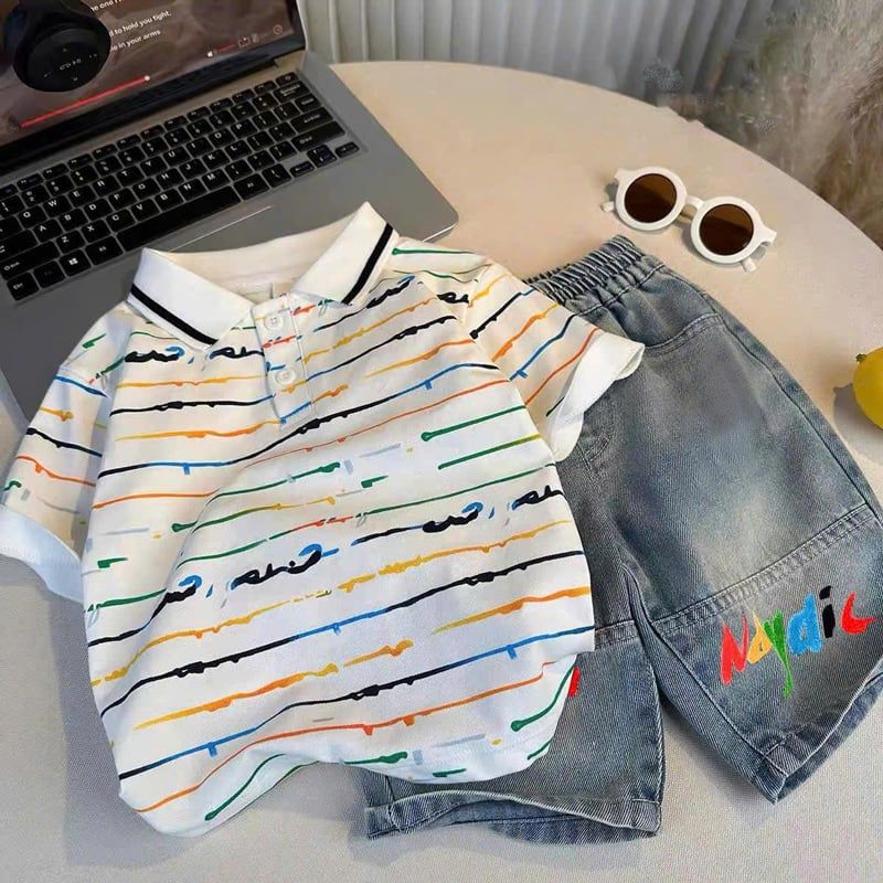 Bộ jean bé trai cổ trụ Noydic