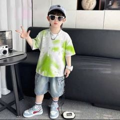 Bộ jean bé trai loang túi hộp HH