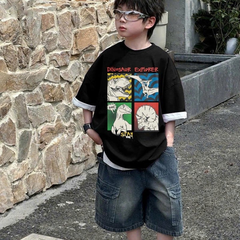 Bộ jean bé trai túi hộp 4 khủng long