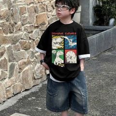 Bộ jean bé trai túi hộp 4 khủng long