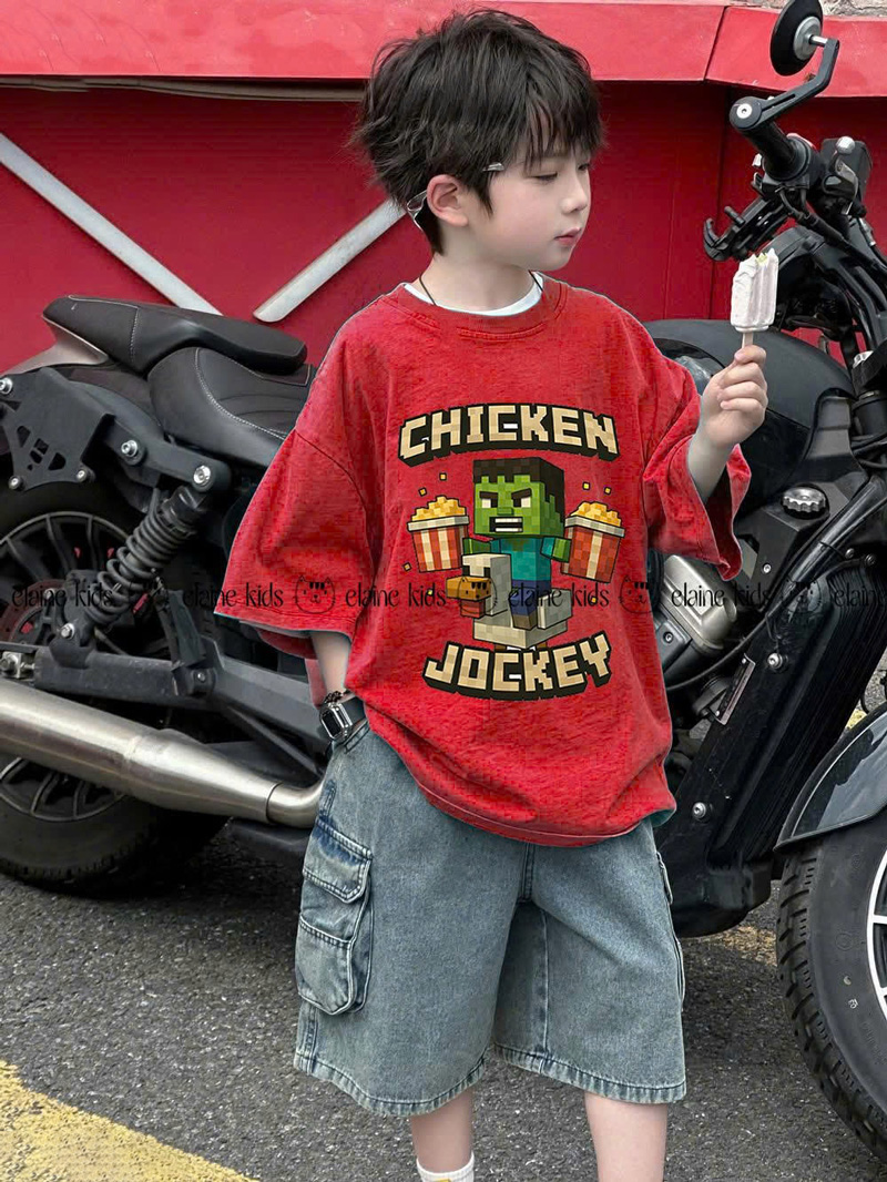 Bộ jean bé trai túi hộp Chicken Jockey