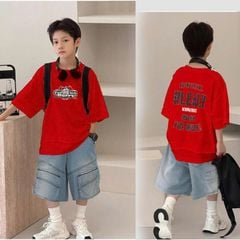 Bộ jean bé trai túi hộp Fan