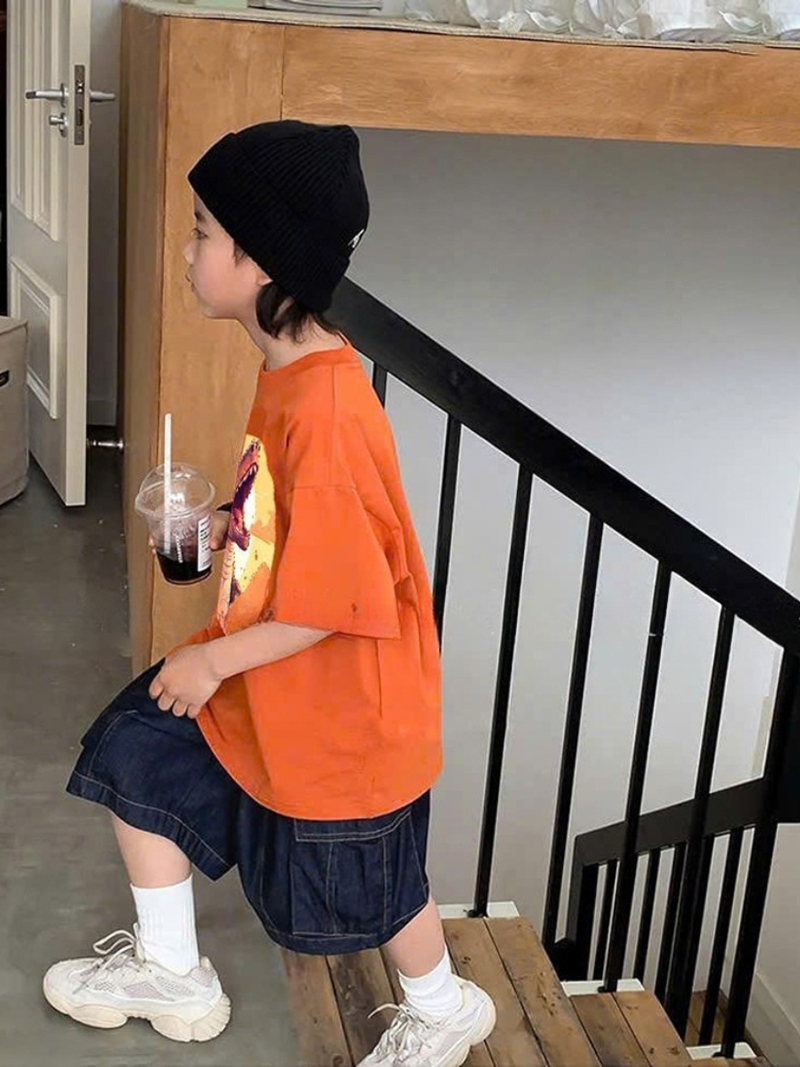 Bộ jean bé trai túi hộp khủng long