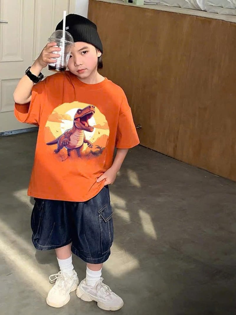 Bộ jean bé trai túi hộp khủng long