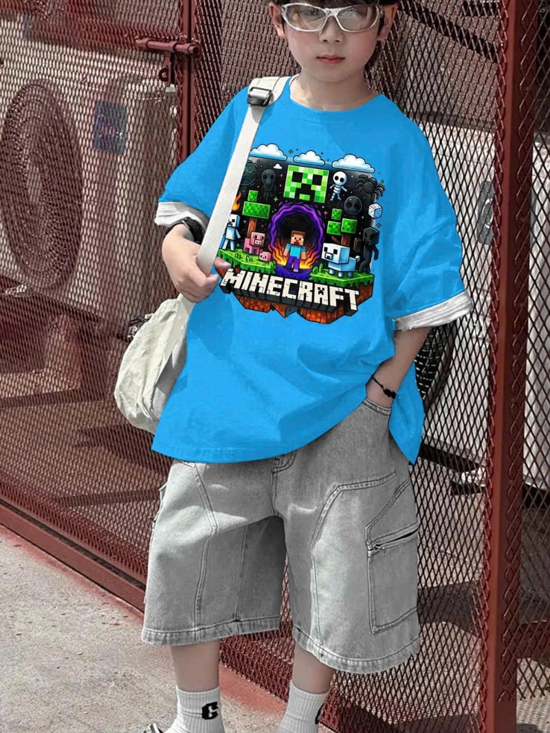 Bộ jean bé trai túi hộp Minecraft