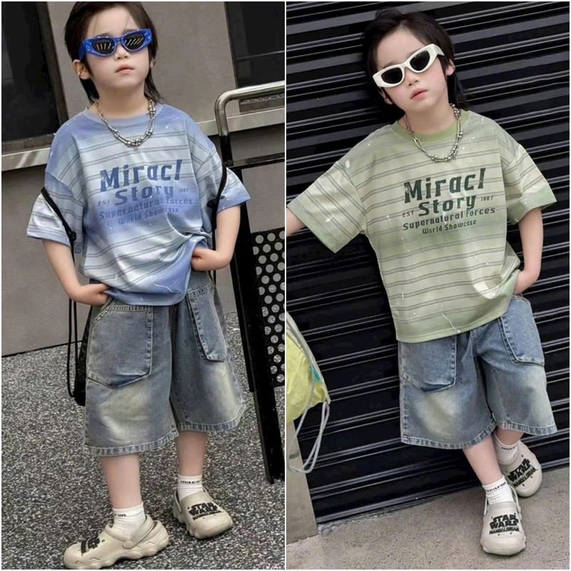 Bộ jean bé trai túi hộp Miracl