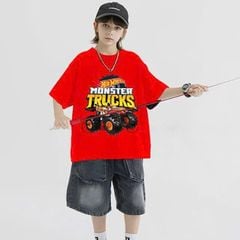 Bộ jean bé trai túi hộp Monster Trucks