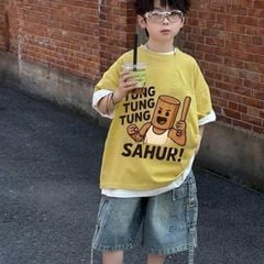 Bộ jean bé trai túi hộp Tung Tung