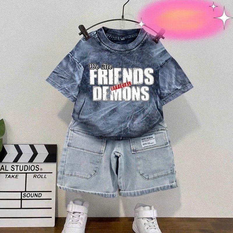 Bộ jean bé trai wash đá Friend