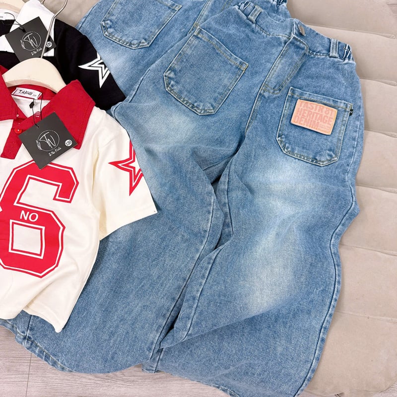 Bộ jean dài bé gái cổ trụ số 86