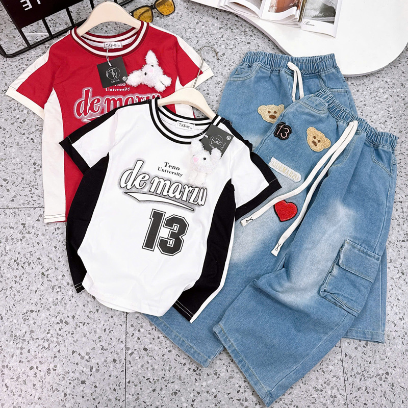 Bộ jean dài bé gái Demarzu
