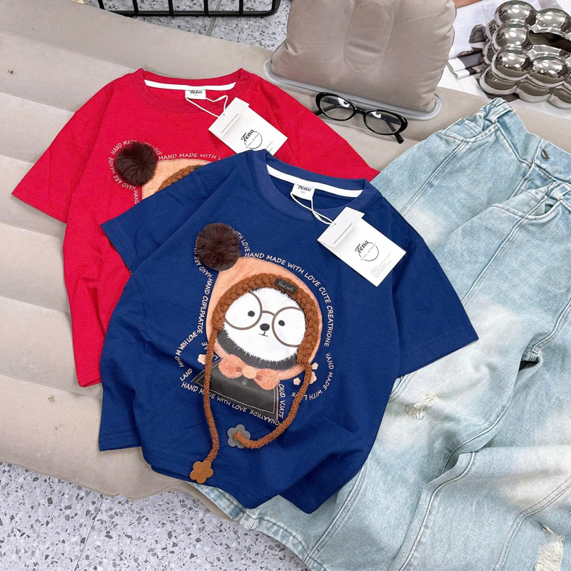 Bộ jean dài bé gái gấu trúc kiếng