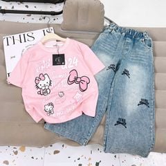 Bộ jean dài bé gái Kitty Q24