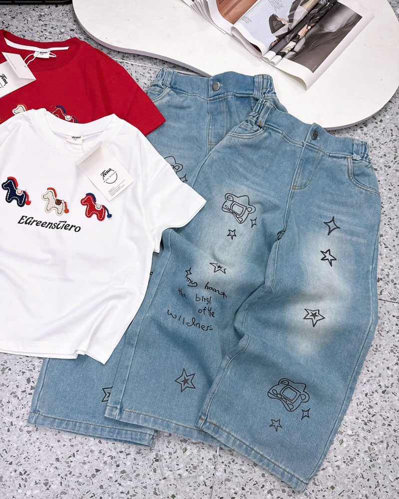 Bộ jean dài bé gái ngựa Egreen