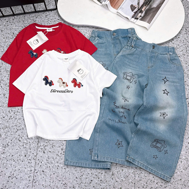 Bộ jean dài bé gái ngựa Egreen