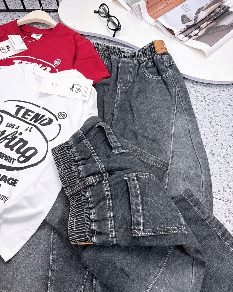 ​​​​​​​Bộ jean dài bé gái Surfing