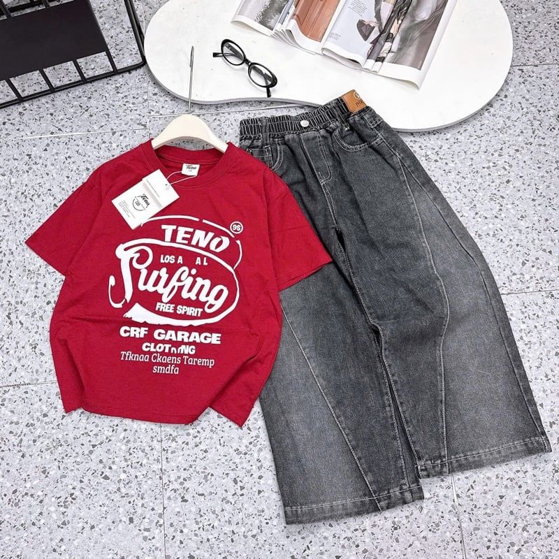 ​​​​​​​Bộ jean dài bé gái Surfing