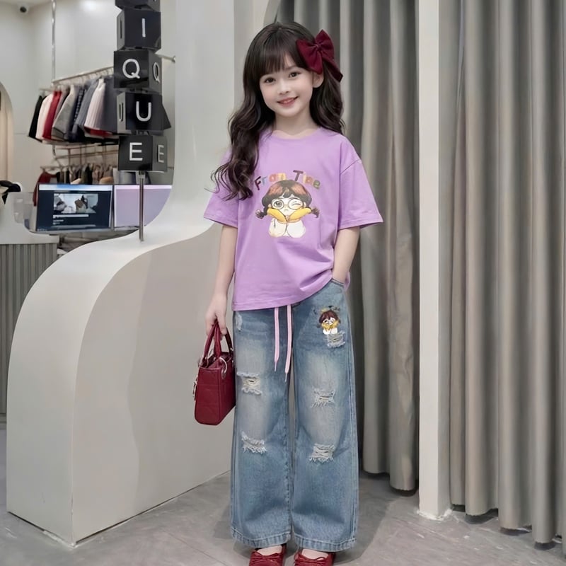 ​​​​​​​Bộ jean dài bé gái Fran
