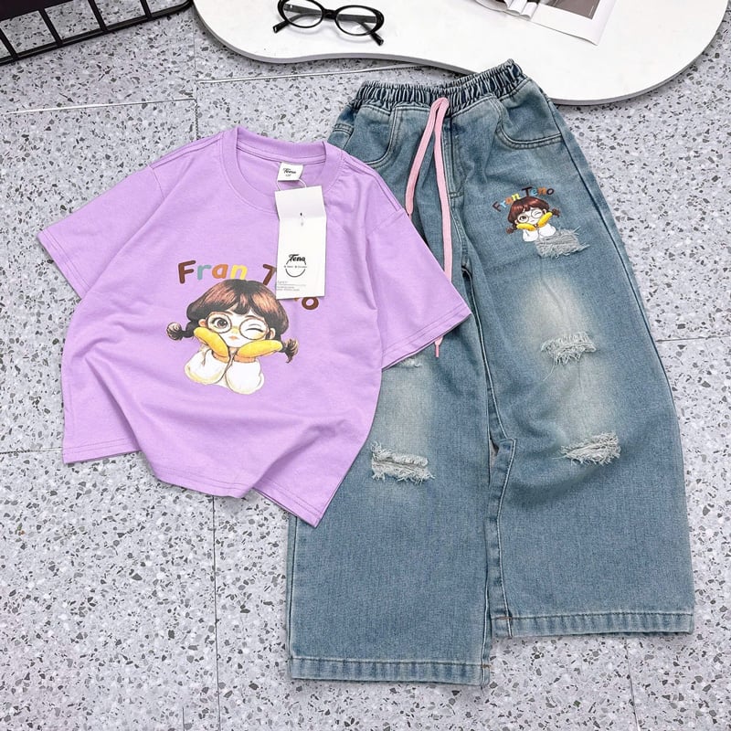 ​​​​​​​Bộ jean dài bé gái Fran