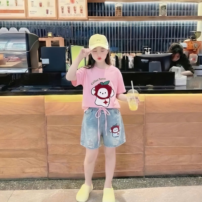 Bộ jean ngố bé gái Cún Coffee