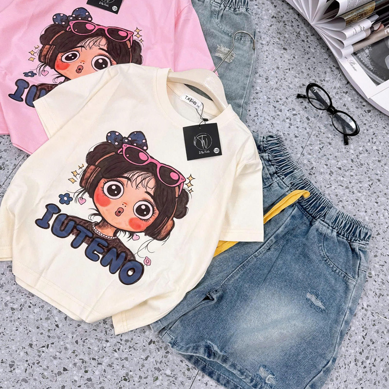 Bộ jean ngố bé gái IUTENO