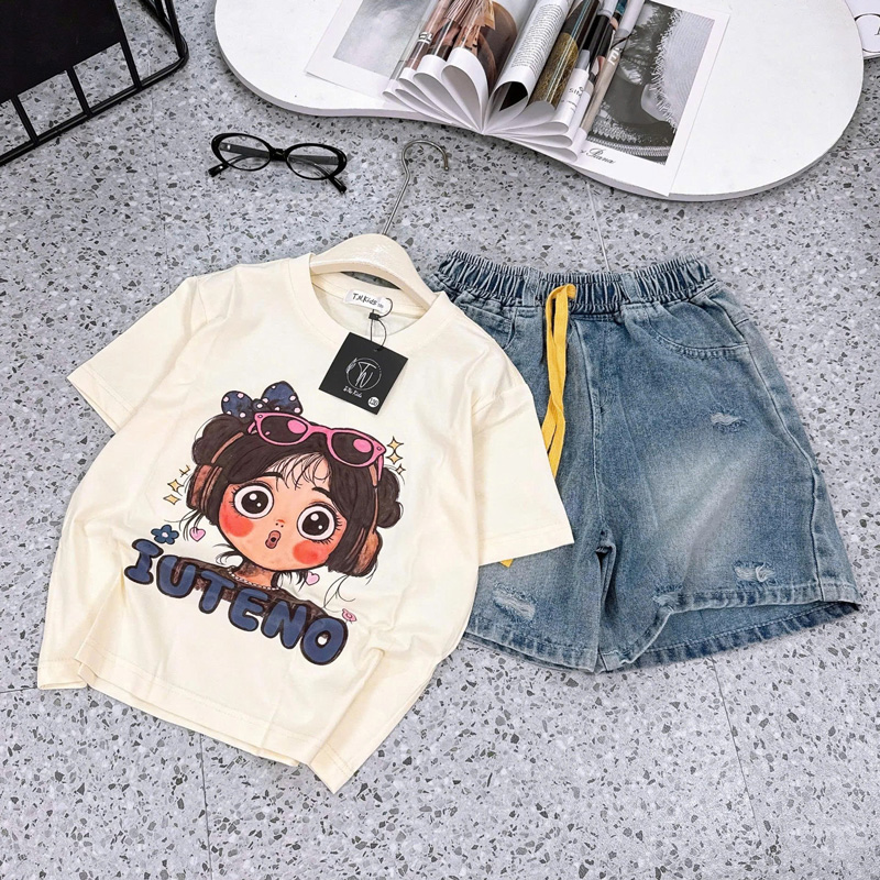 Bộ jean ngố bé gái IUTENO