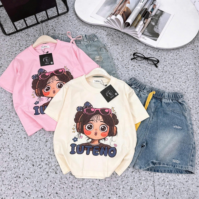 Bộ jean ngố bé gái IUTENO