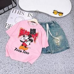 Bộ jean ngố bé gái Mickey Mascot