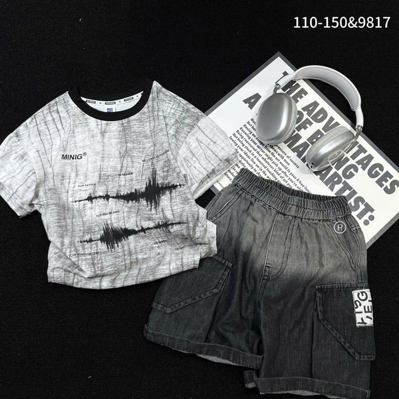 Bộ jean quảng châu bé trai Minig 9817