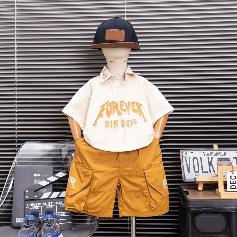 Bộ kaki bé trai cổ trụ BJK