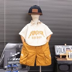 Bộ kaki bé trai cổ trụ BJK