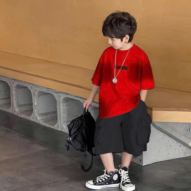 Bộ kaki bé trai loang túi hộp Focus