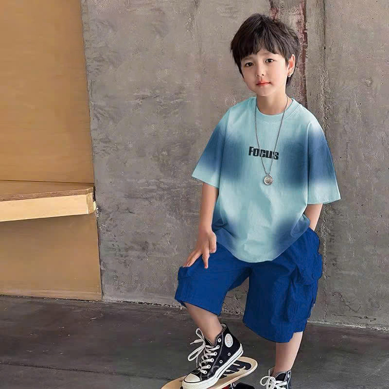 Bộ kaki bé trai loang túi hộp Focus