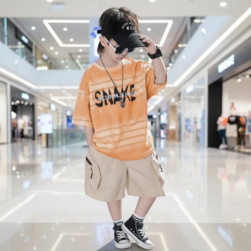 Bộ kaki bé trai túi hộp Snake