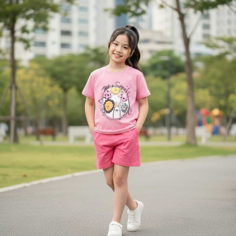 Bộ kaki ngố bé gái smile