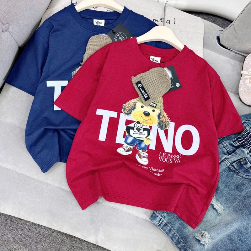 Bộ short jean bé gái hình chó pháp