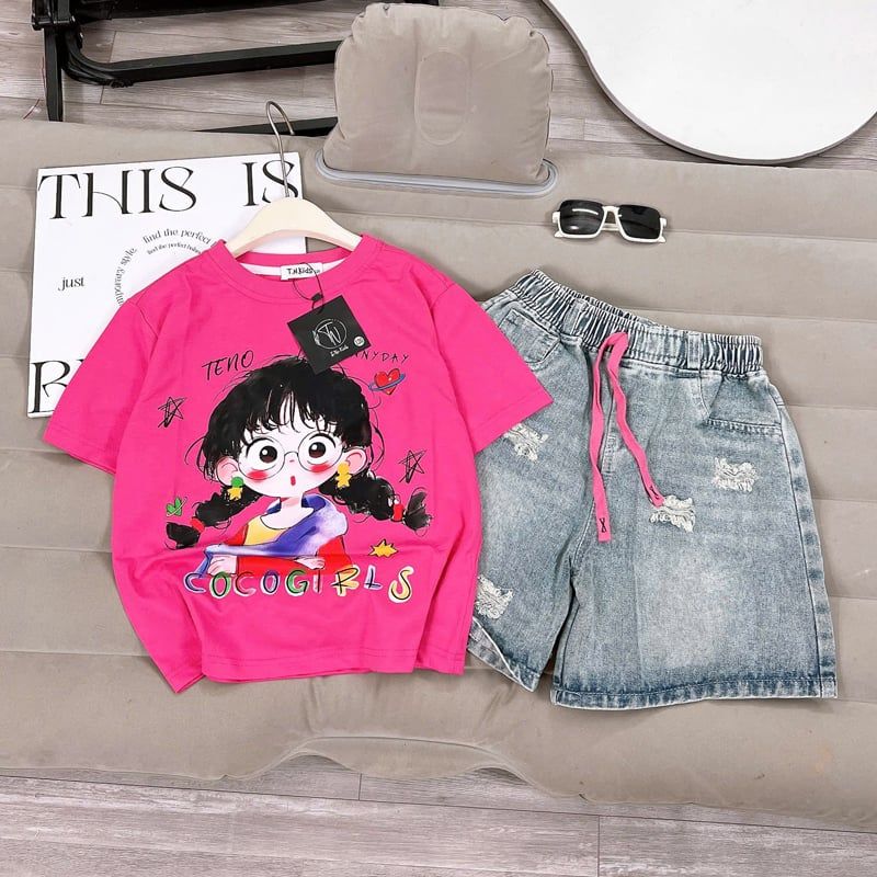 Bộ short jean bé gái Coco Girl