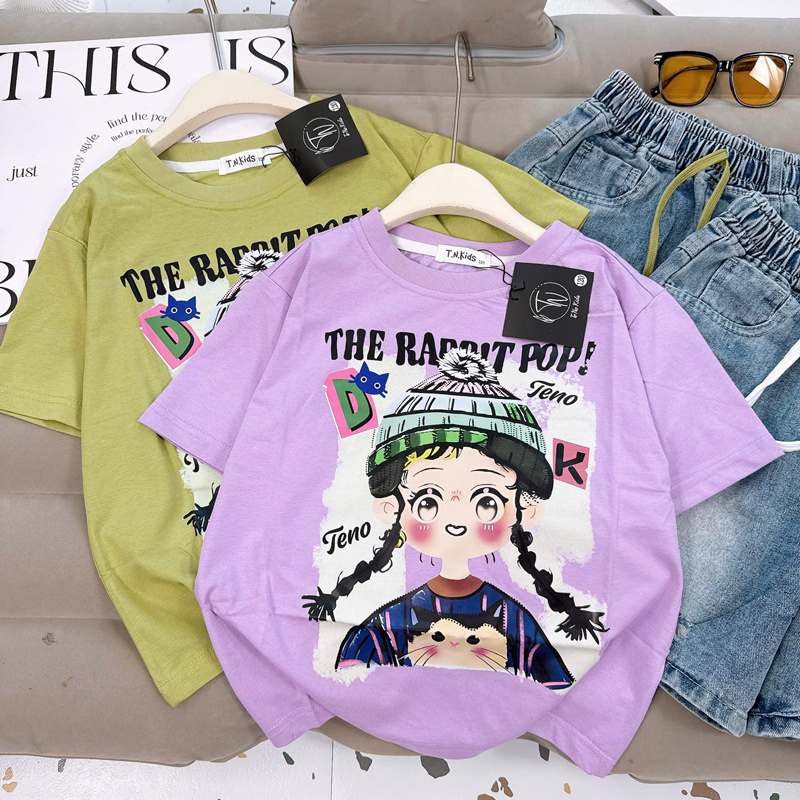 Bộ short jean bé gái cô gái Rabbit