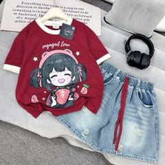 Bộ short jean bé gái cô gái tai nghe