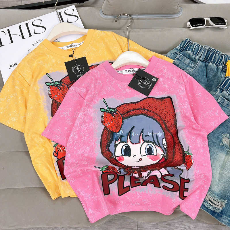 Bộ short jean bé gái dâu